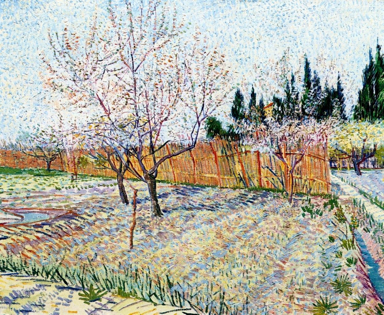 Huerto con melocotoneros en flor Vincent van Gogh Pintura al óleo